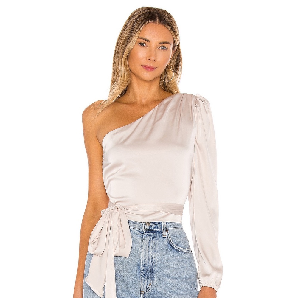 Scottie One Shoulder Top in Bone